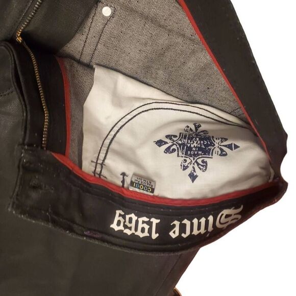 COOGI Mens Sz 40x35 Black Dark Wash Baggy Jeans Hip Hop Y2K Embroidered Pockets - Picture 9 of 14